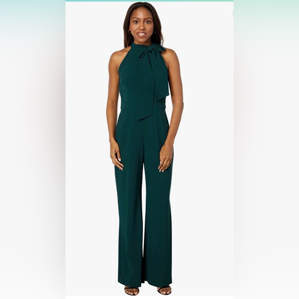 Vince Camuto Bow Neck Jumpsuit Emerald Green size 6